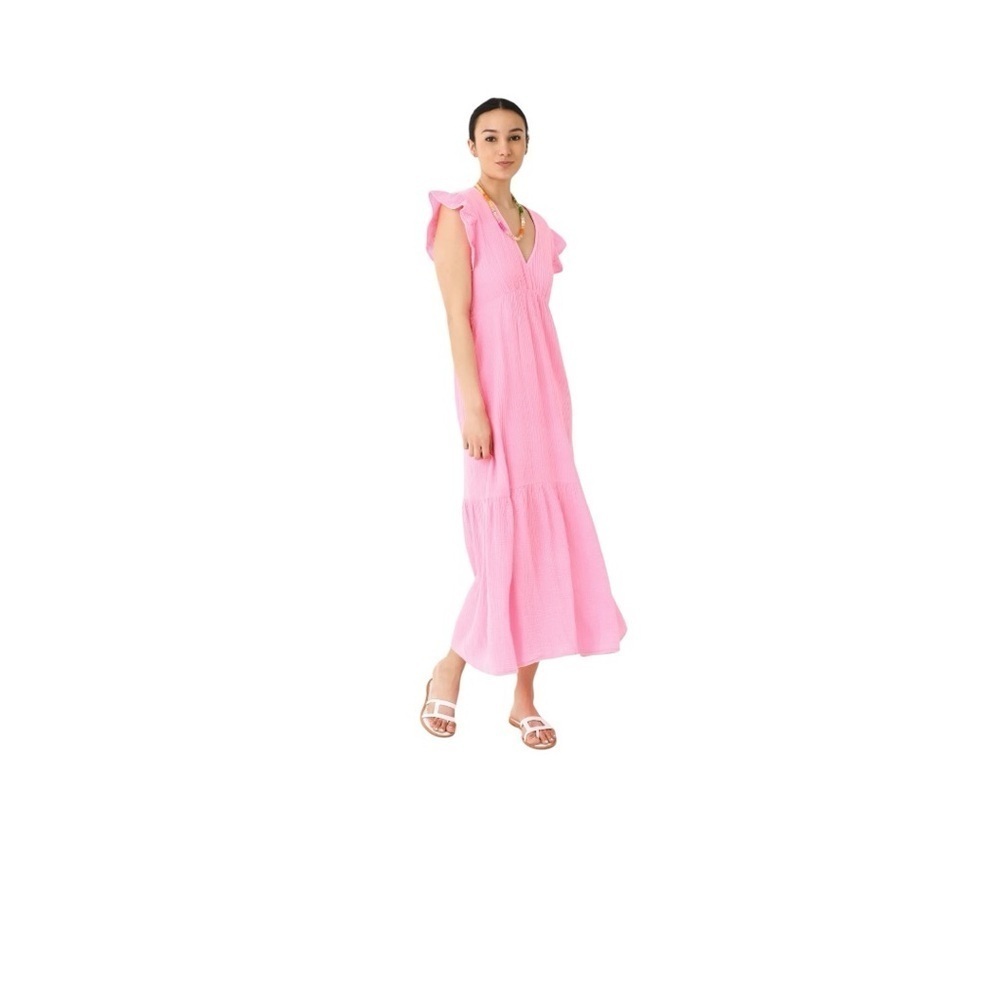 Honorine Ruby Ruffle Cotton Seersucker Midi Dress